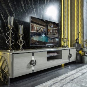 Glossy Gray Luxury TV Rack