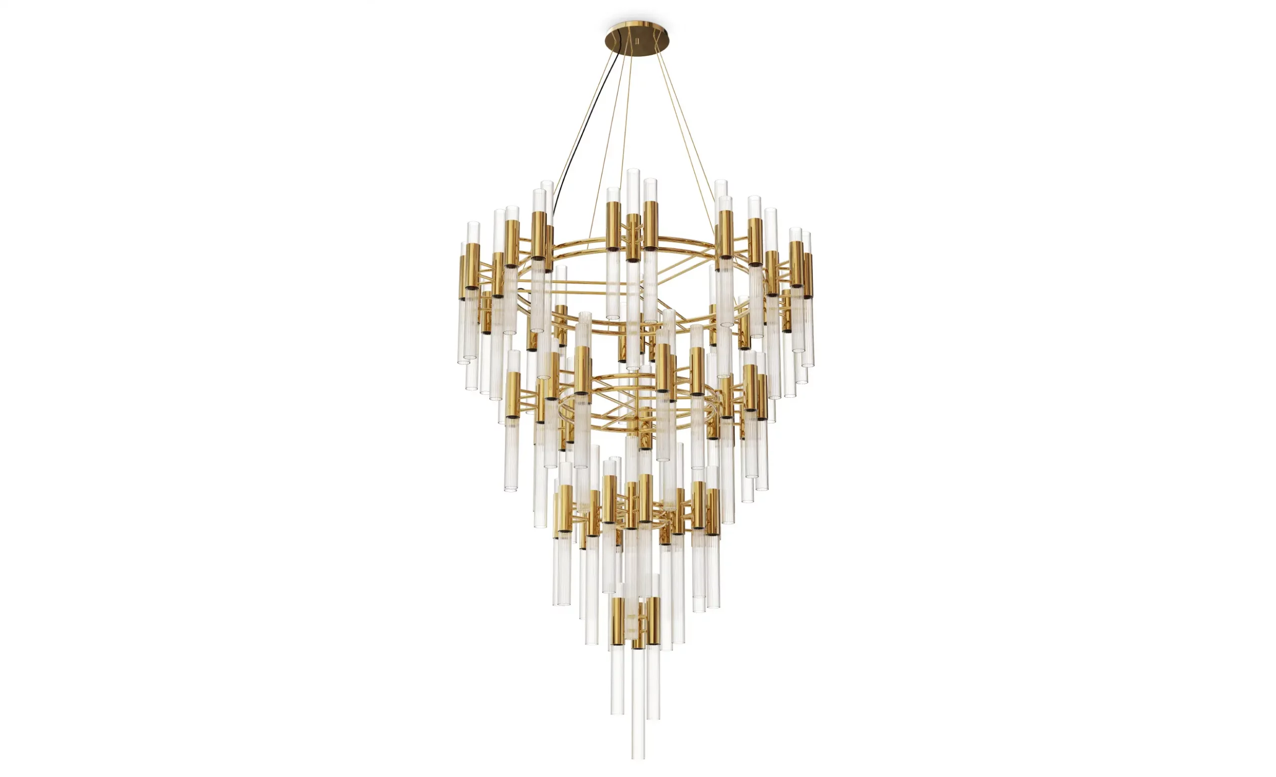 4 Layer Gold Cylindrical Chandelier