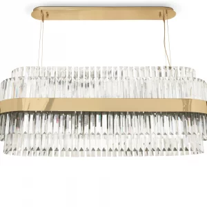 Elegant Rectangular Gold Chandelier