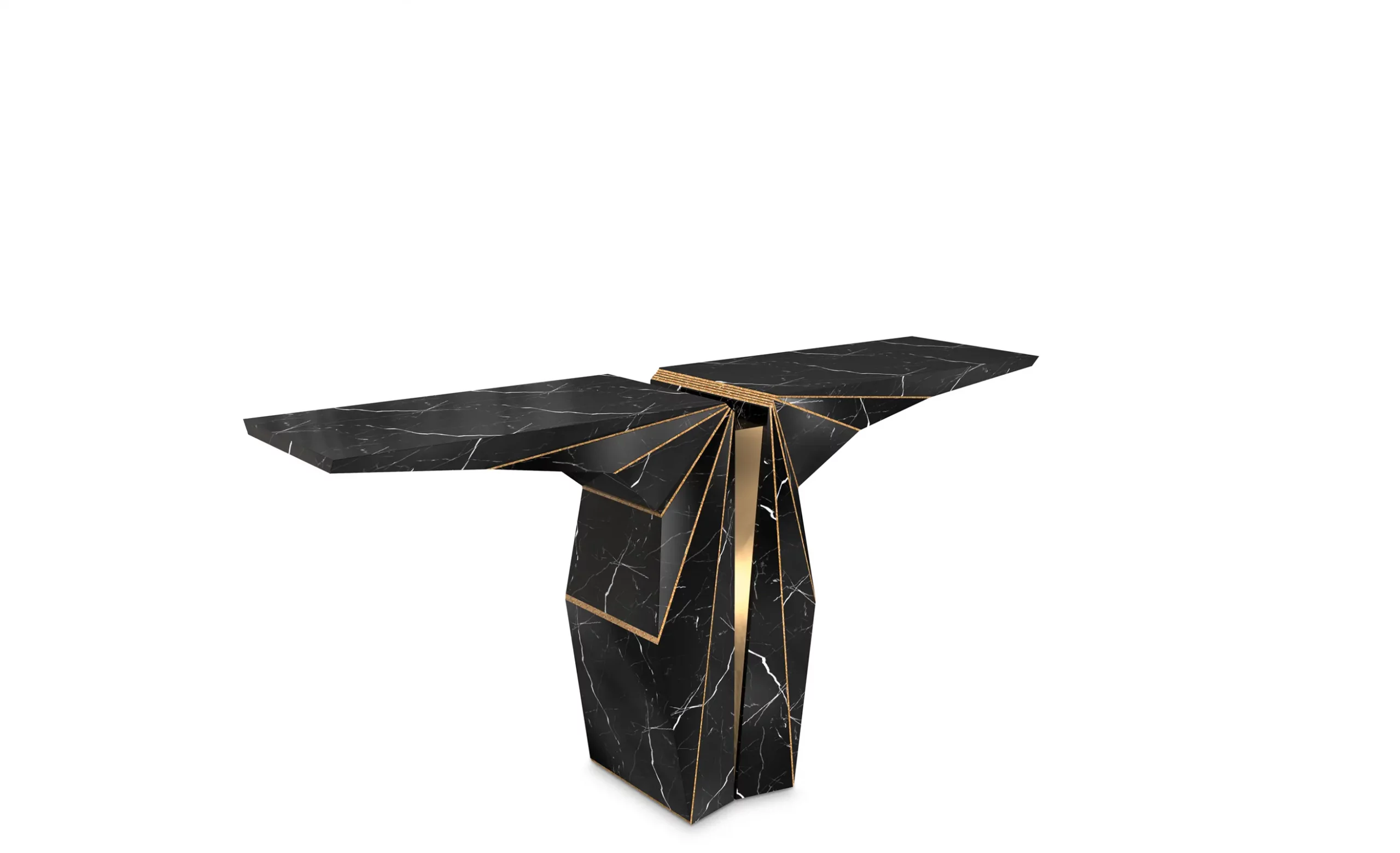 Abstract Black Marble Console